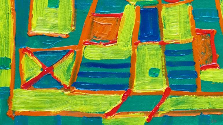 Original Geometric Abstract Painting by Karl-Karol Chrobok
