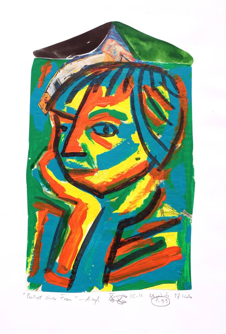 Original Abstract Collage by Karl-karol Chrobok | Portraiture Art on Paper | Portrait of a woman