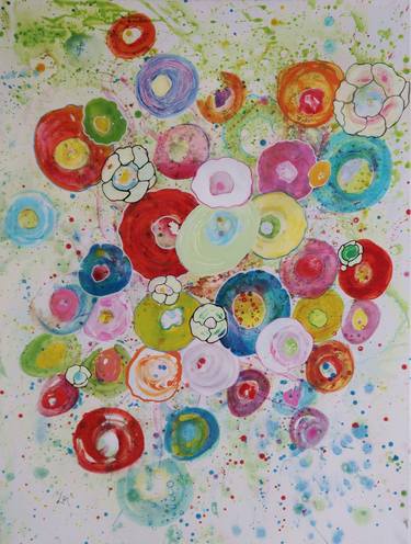 Original Abstract Expressionism Floral Paintings by Lin Gelauff