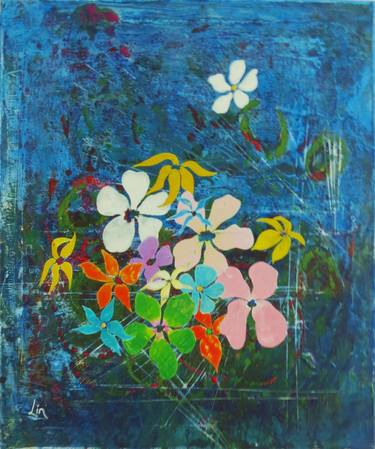 Original Abstract Floral Paintings by Lin Gelauff