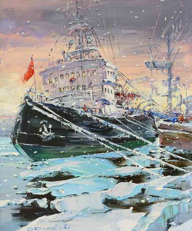 Original Boat Painting by Sergey Demidenko