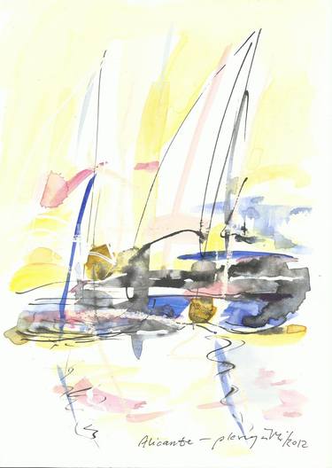 Original Boat Drawing by Grzegorz Pleszynski