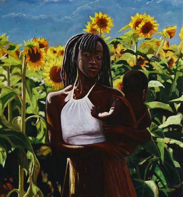 Original Figurative Family Paintings by Abiodun Oyedele