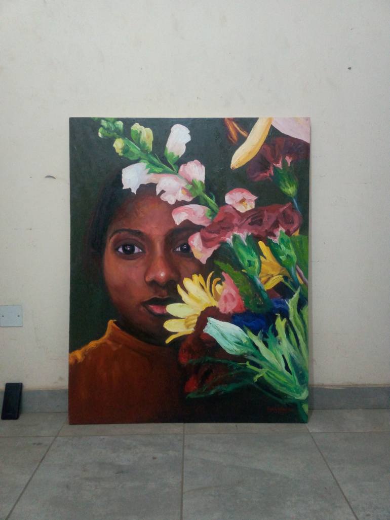 Original Floral Painting by Abiodun Oyedele