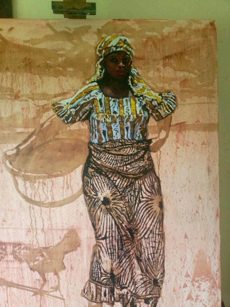 Original Figurative Women Painting by Abiodun Oyedele