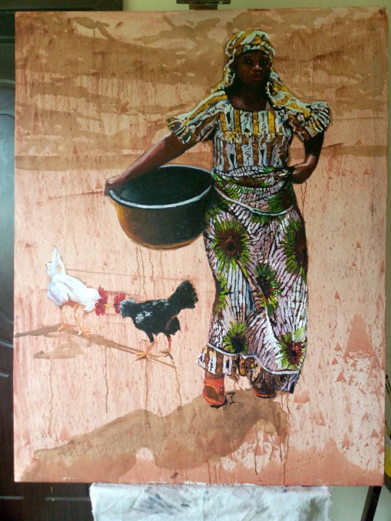 Original Figurative Women Painting by Abiodun Oyedele