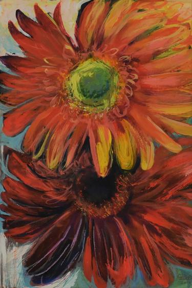 Original Expressionism Floral Paintings by Stella Sevastopoulos