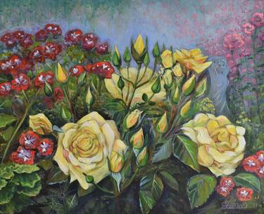 Original Fine Art Floral Paintings by Stella Sevastopoulos
