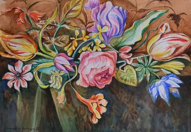 Original Fine Art Floral Paintings by Stella Sevastopoulos