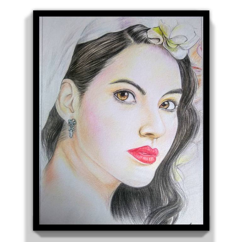 Portrait Drawing- Drawing a Beauty Girl with colored pencils