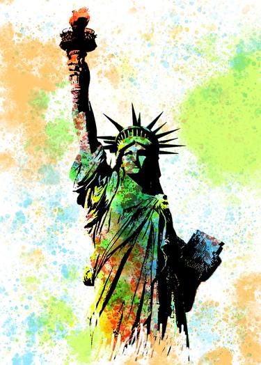 Colorful Statue of Liberty New York thumb