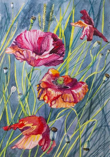 Print of Impressionism Floral Drawings by Anna Berezina