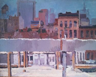 Original Abstract Expressionism Cities Paintings by K G White