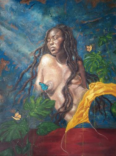 Original Contemporary Nude Painting by Amos Osemwengie
