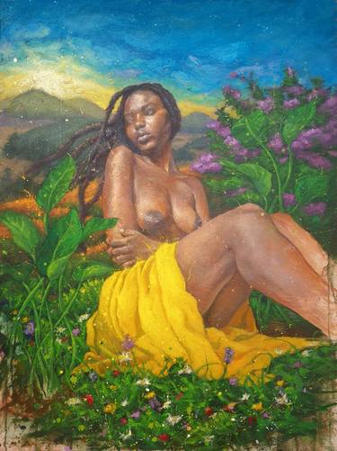 Original Post-impressionism Nature Painting by Amos Osemwengie