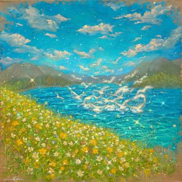 Original Impressionism Landscape Painting by Amos Osemwengie