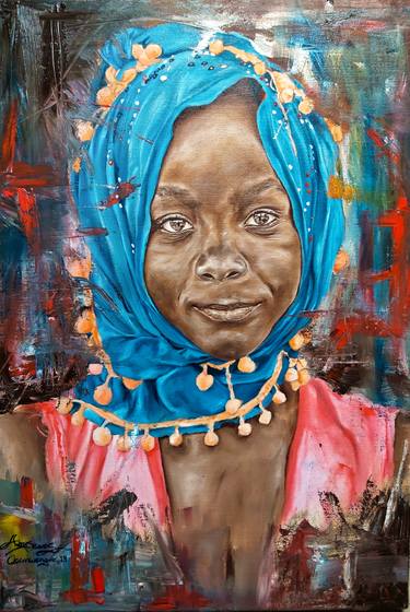 Print of Photorealism Portrait Paintings by Amos Osemwengie
