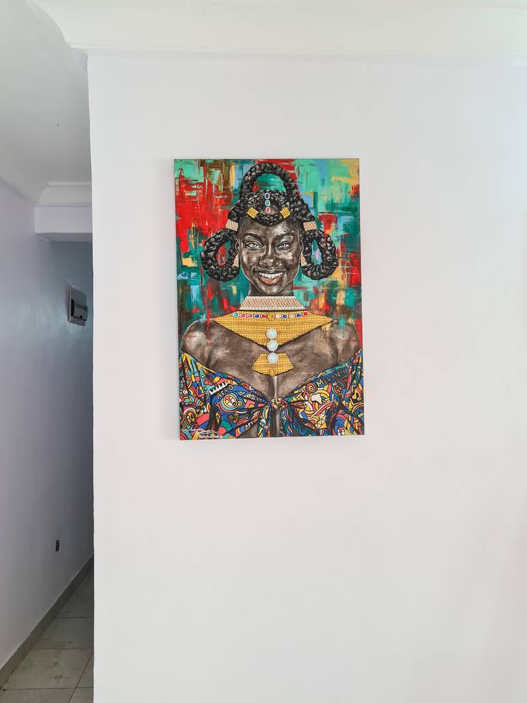 Original Abstract Portrait Painting by Amos Osemwengie