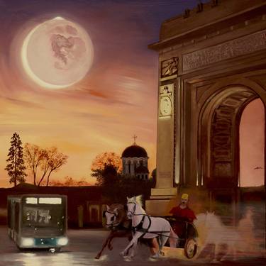 Original Surrealism Cities Paintings by Tudor Gafton