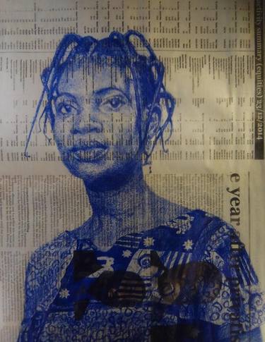 BIC pen art on recycled newspaper ORIGINAL SIGNED COPY thumb