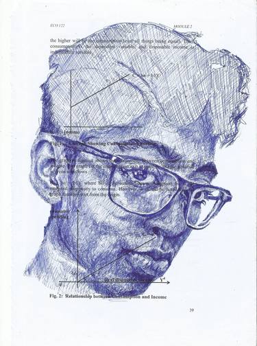 Ballpoint pen sketch on recycled paper ORIGINAL SIGNED COPY thumb