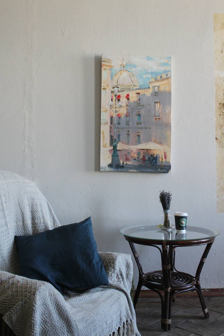 Original Fine Art Architecture Painting by Valeriia Privalikhina