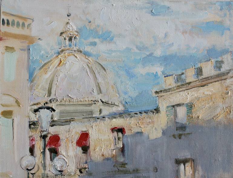 Original Fine Art Architecture Painting by Valeriia Privalikhina