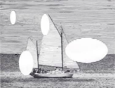 Original Pop Art Sailboat Drawings by Charles Buckley