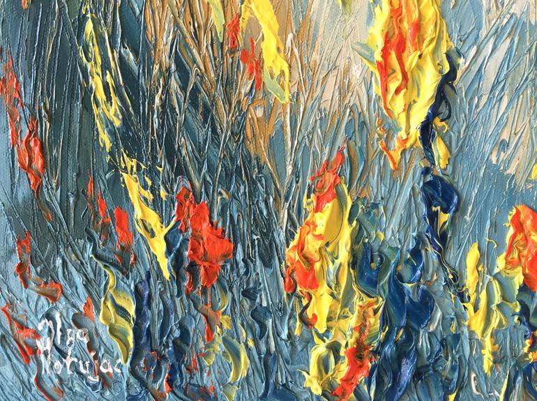 Original Abstract Floral Painting by Olga Hotujac
