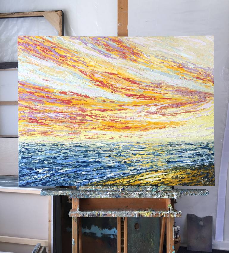 Original Expressionism Seascape Painting by Olga Hotujac