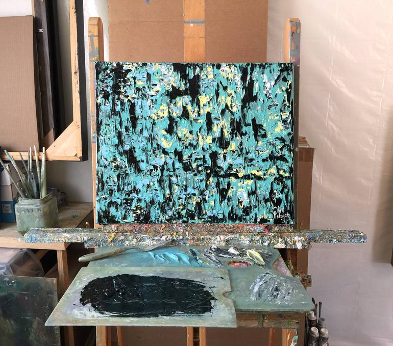 Original Abstract Expressionism Abstract Painting by Olga Hotujac
