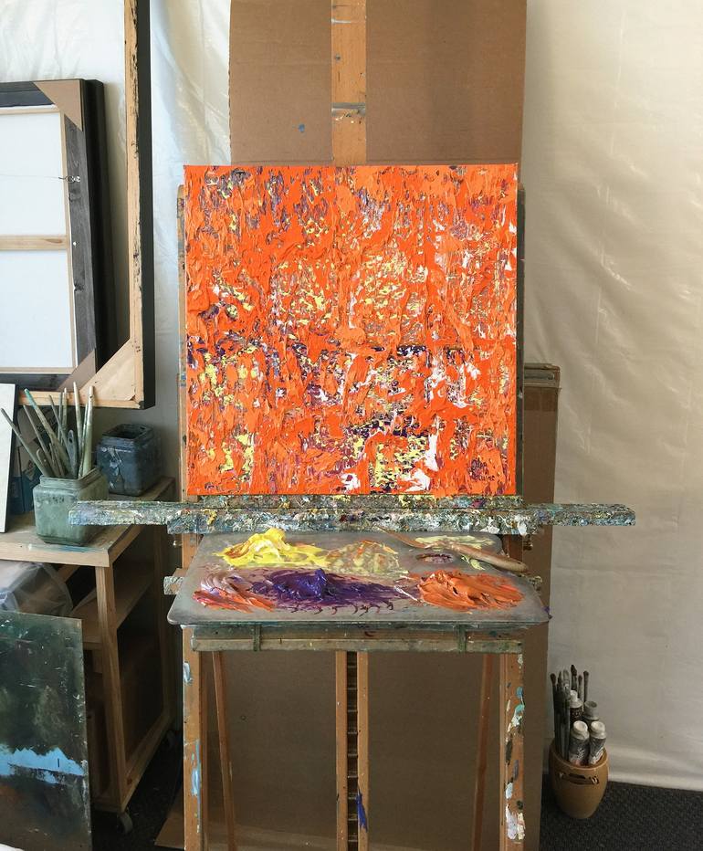 Original Abstract Expressionism Abstract Painting by Olga Hotujac