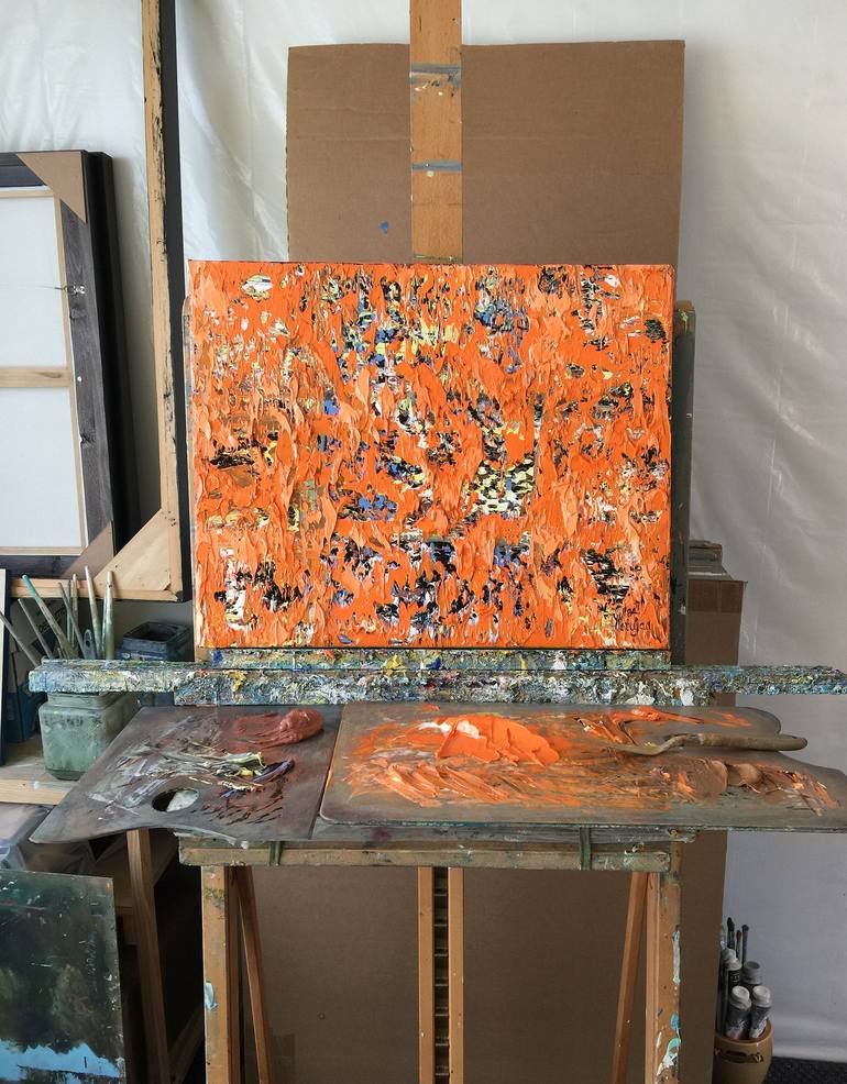 Original Abstract Expressionism Abstract Painting by Olga Hotujac