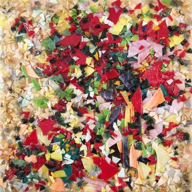 Abstract Mosaic. Red Flowers in Vase. thumb