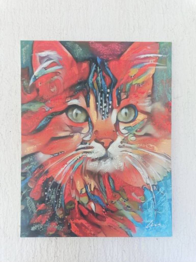 Original Abstract Cats Painting by Filip Petrovic