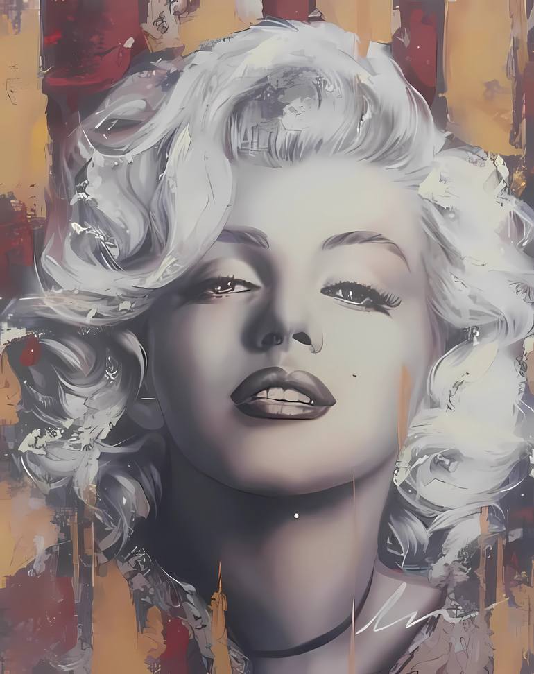 Marilyn Monroe silver acrylic print painting on canvas Original Painting by filip petrovic