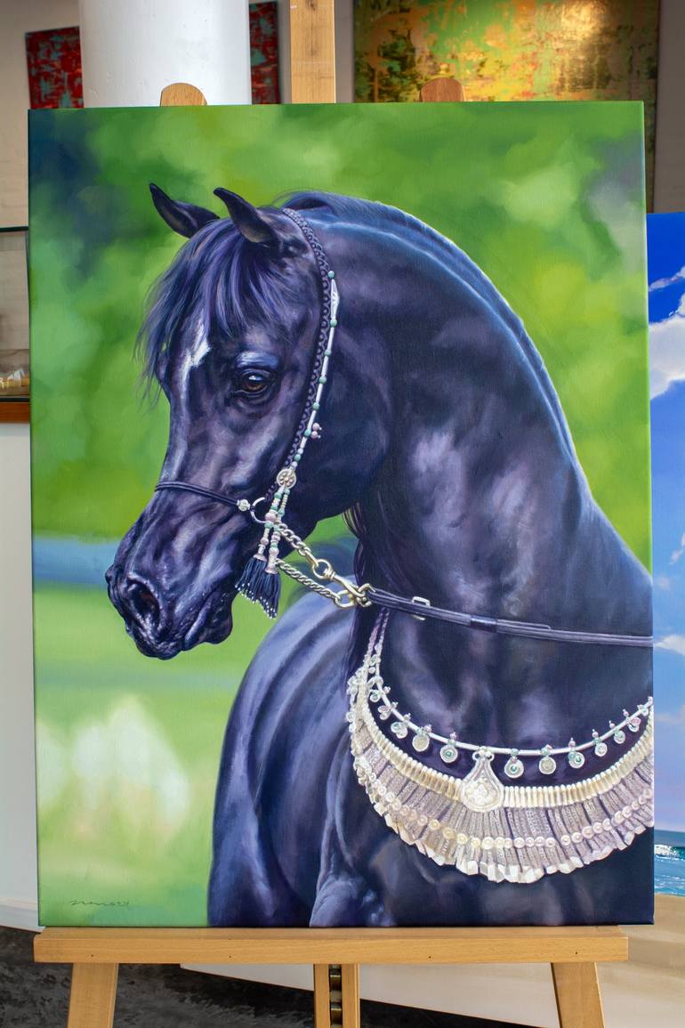 Original Figurative Horse Painting by Edel Alonso