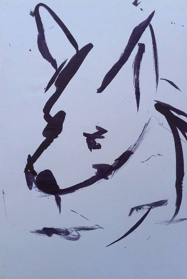 Original Abstract Expressionism Dogs Drawings by Ca Lister