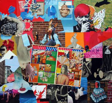 Original Abstract Pop Culture/Celebrity Collage by Manfred Kirschner
