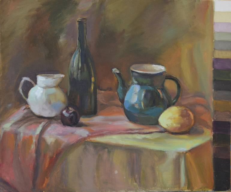 Still Life With Color Palette Painting By Natalia Bokova Saatchi Art