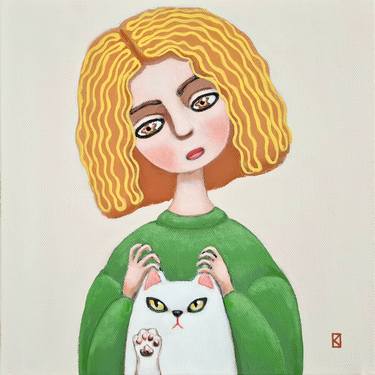 Original Minimalism Portrait Painting by Olga Kolesnik