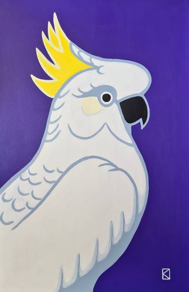 White Cockatoo On Royal Purple - POP - Australiana thumb