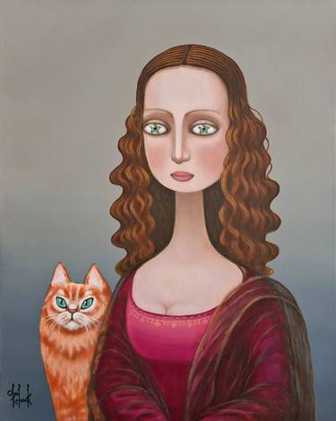 Young Lisa (Mona Lisa) with Leo The Cat thumb