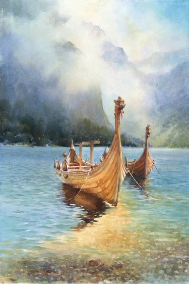 viking ship painting