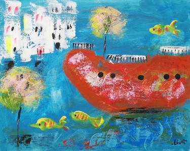 Original Abstract Expressionism Boat Paintings by Olivera Starčević