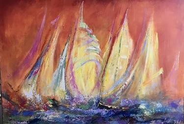 Print of Impressionism Boat Paintings by Vladimer Sharashidze