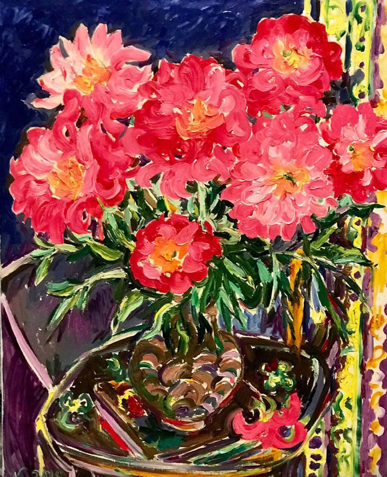 PEONY - Still Life with Peonies - Floral Wall Decor - Oil Painting ...