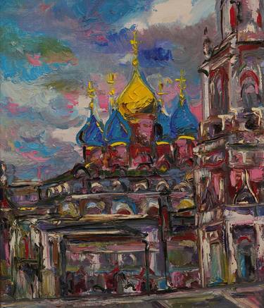 MOSCOW. CLOUDS OVER VARVARKA - Cityscape - Russia - Church - Oil Painting - Medium Size thumb