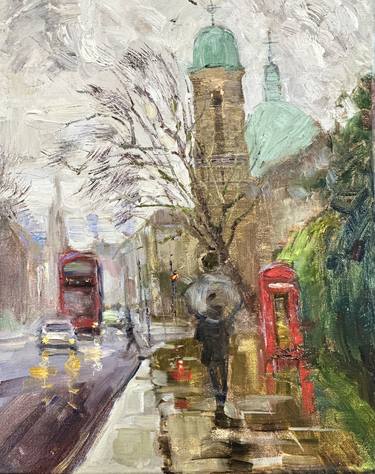 Rainy Day at Highgate Hills London original oil painting thumb