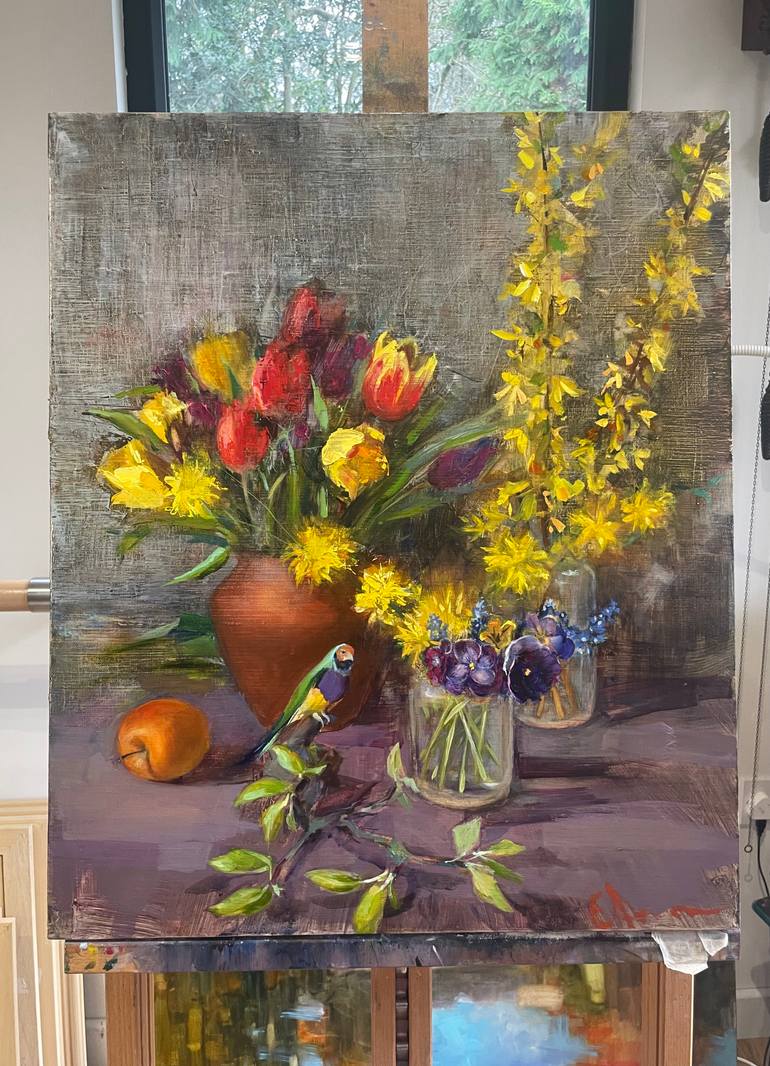 Original Figurative Floral Painting by Eugenia Alekseyev